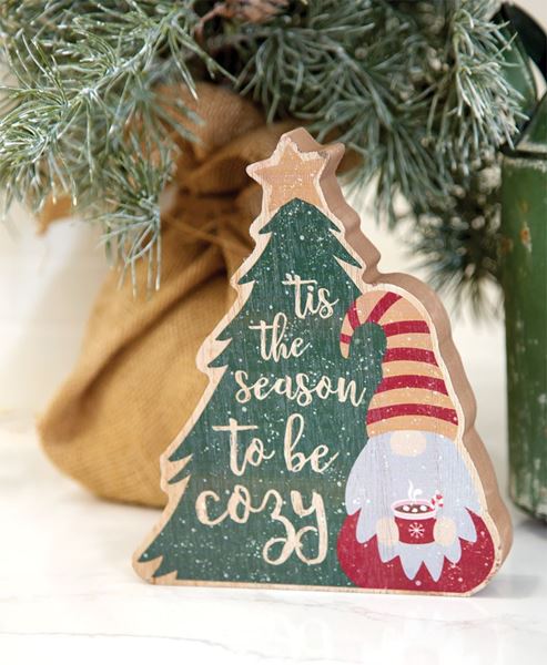 Tis the Season Hot Cocoa Gnome & Tree Chunky Sitter
