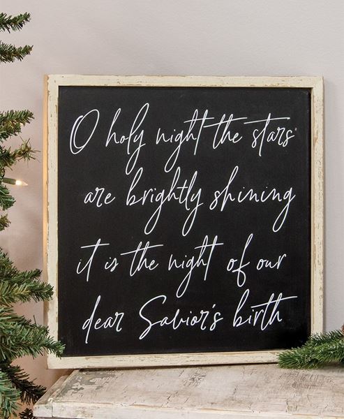 O Holy Night Script Wooden Sign
