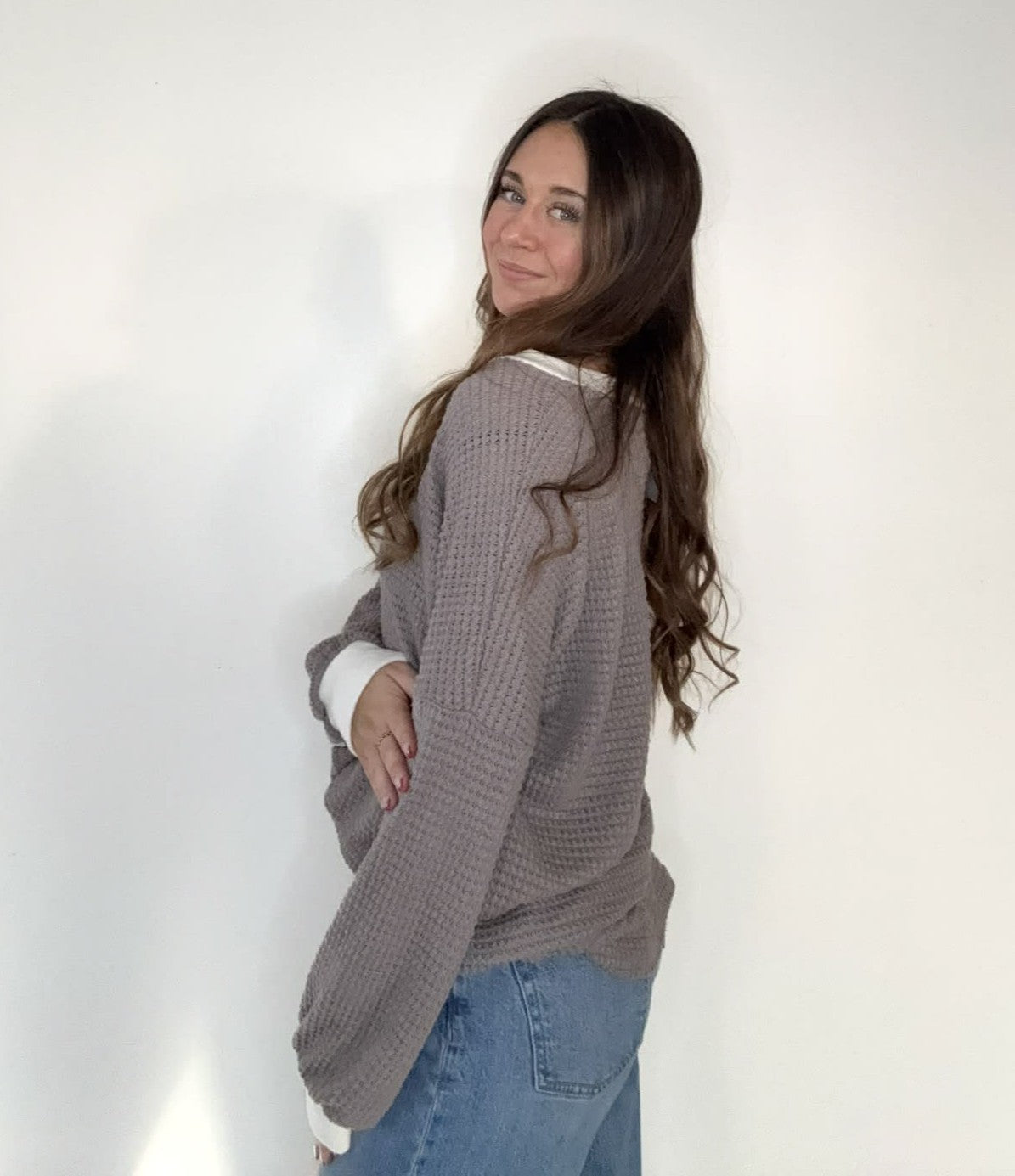 Chunky Waffle Solid Sweater
