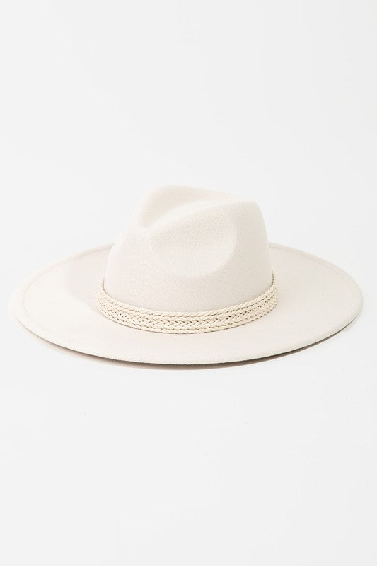 Ivory Fedora Hat Intricate Braided Band