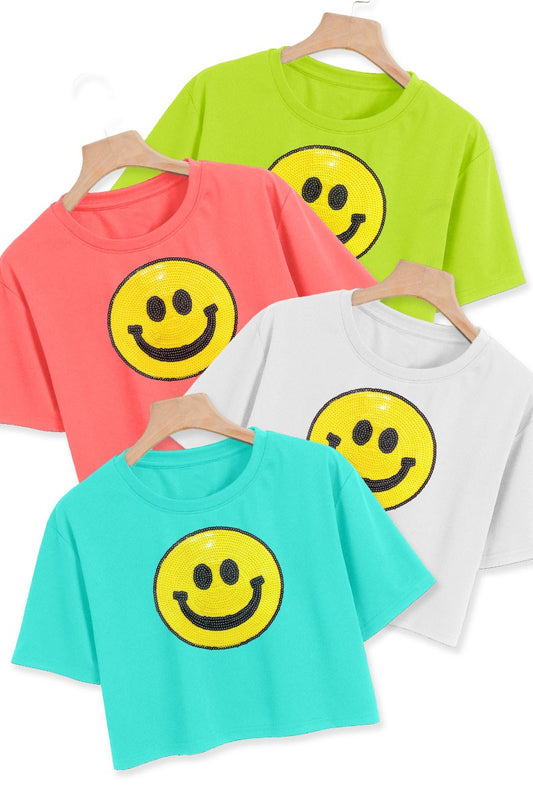 Happy Face Crop Tee (Sizes 7-14)