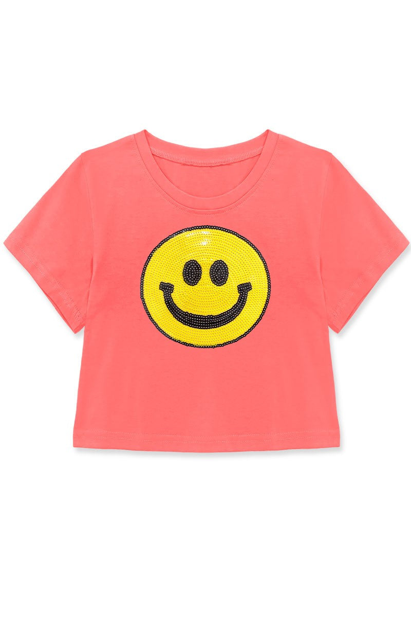 Happy Face Crop Tee (Sizes 7-14)