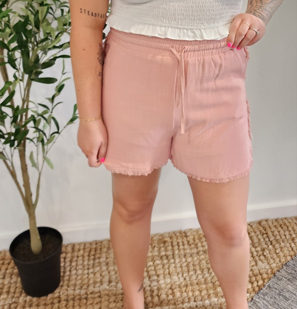 High-Waisted Frayed Hem Mini Shorts