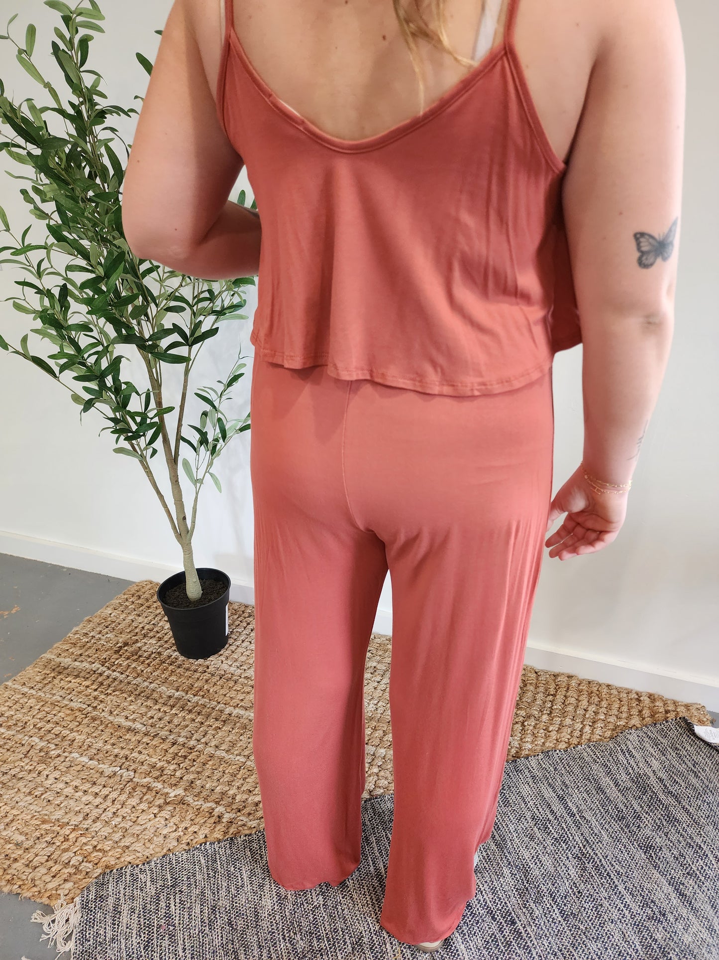 Brick Solid Cami Jumpsuit