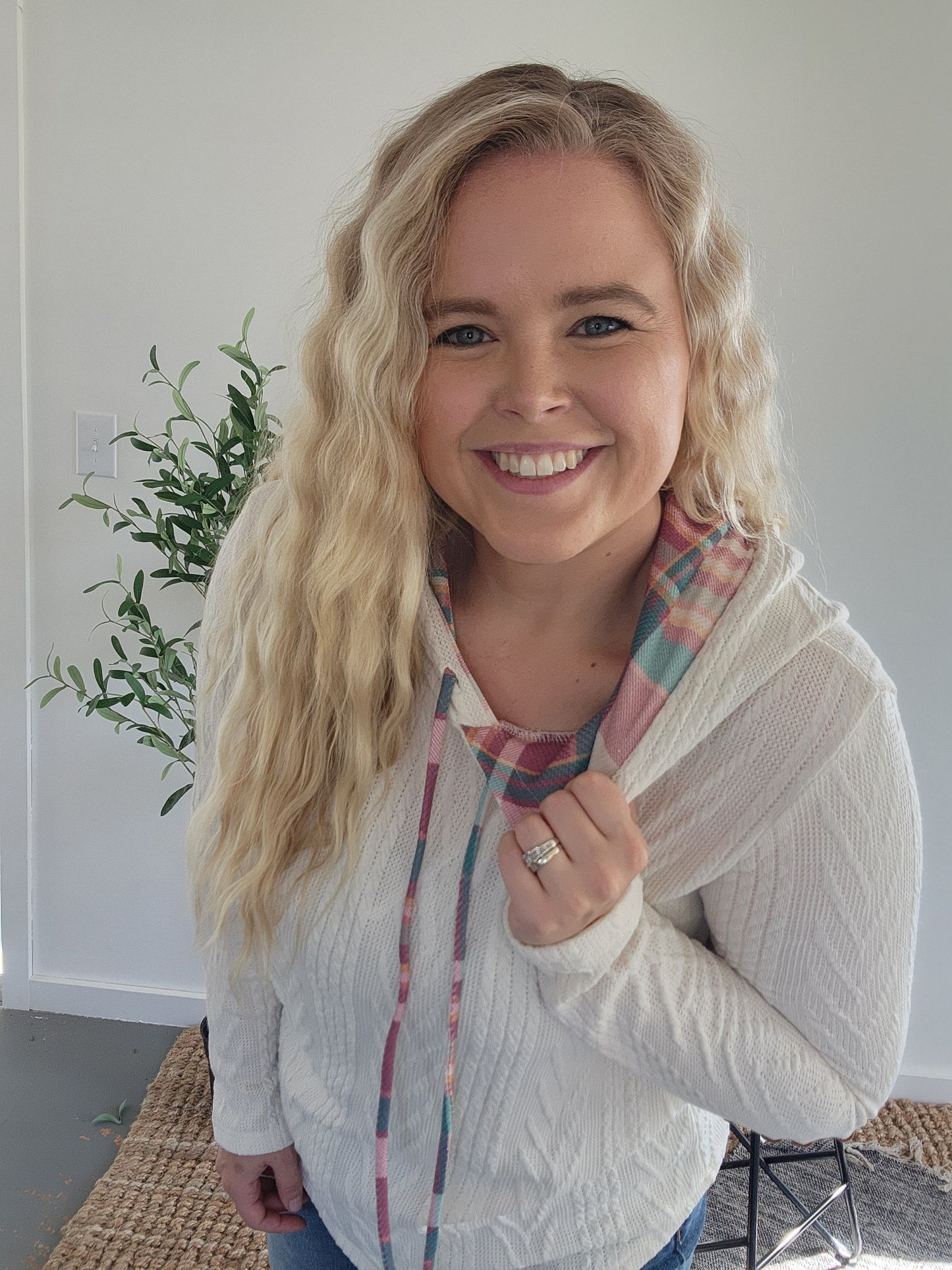 Plaid Detail Hoodie