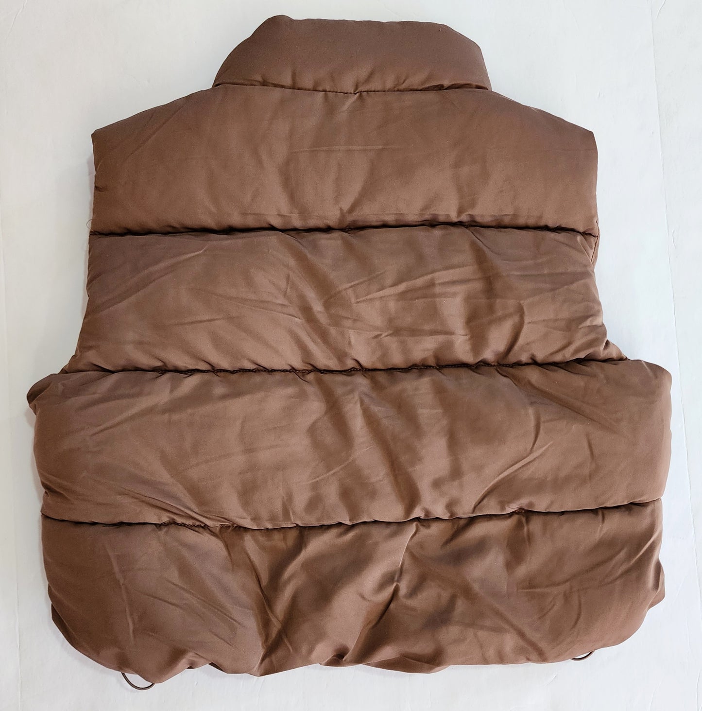 Cocoa Puffer Vest With Pockets Back