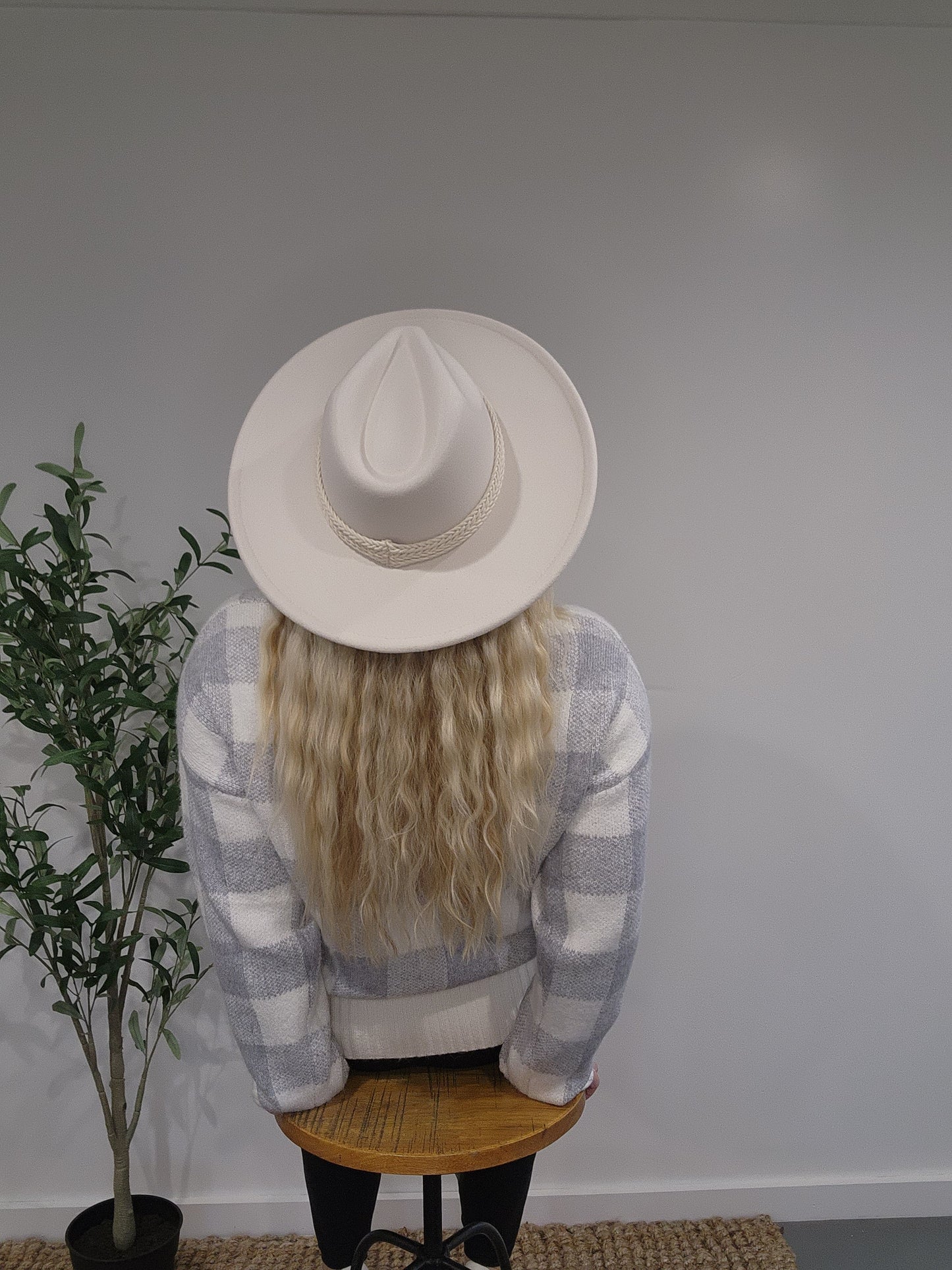 Ivory Fedora Hat Intricate Braided Band