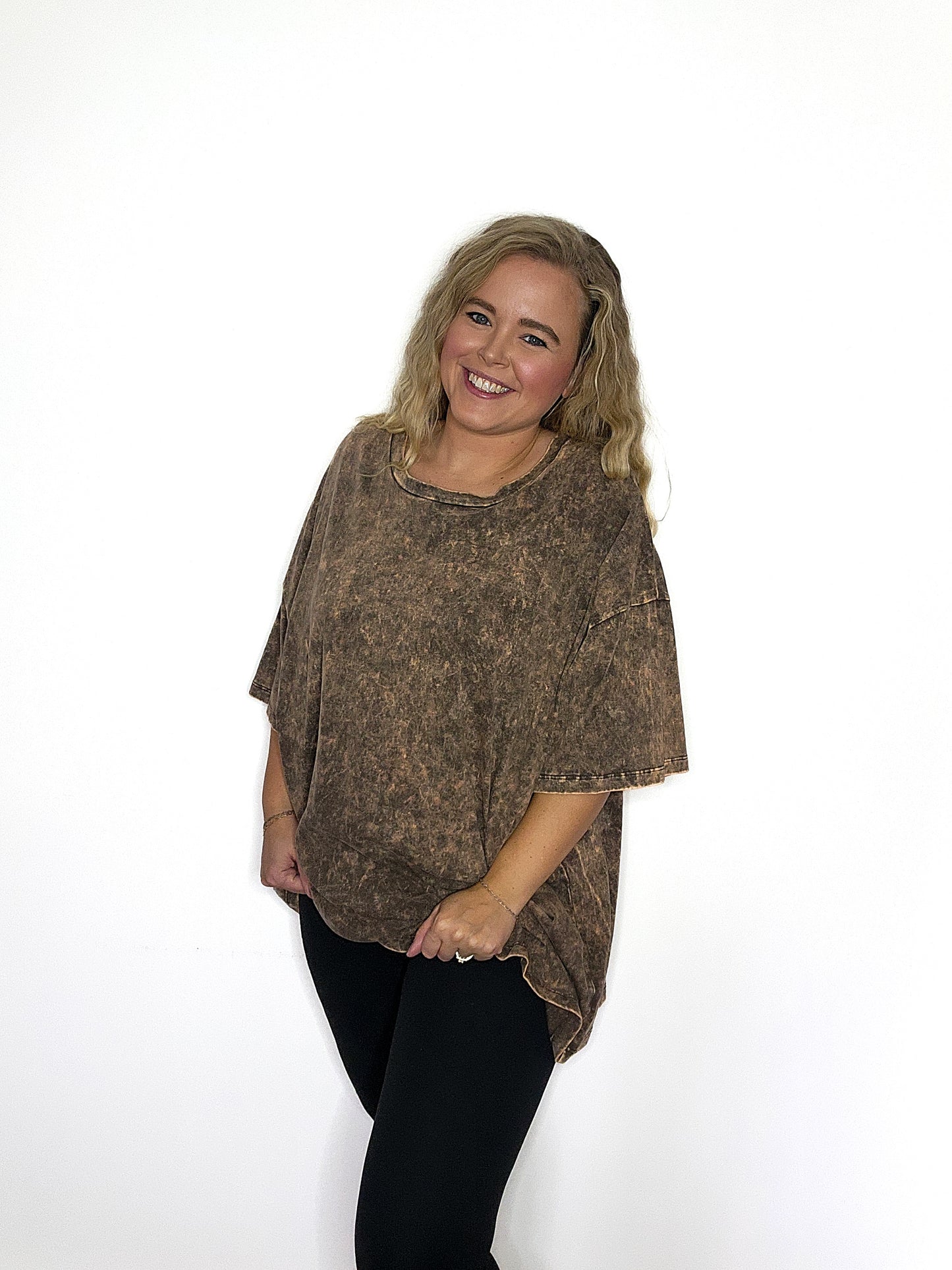 Acid Wash Cotton Box Tee Plus Size