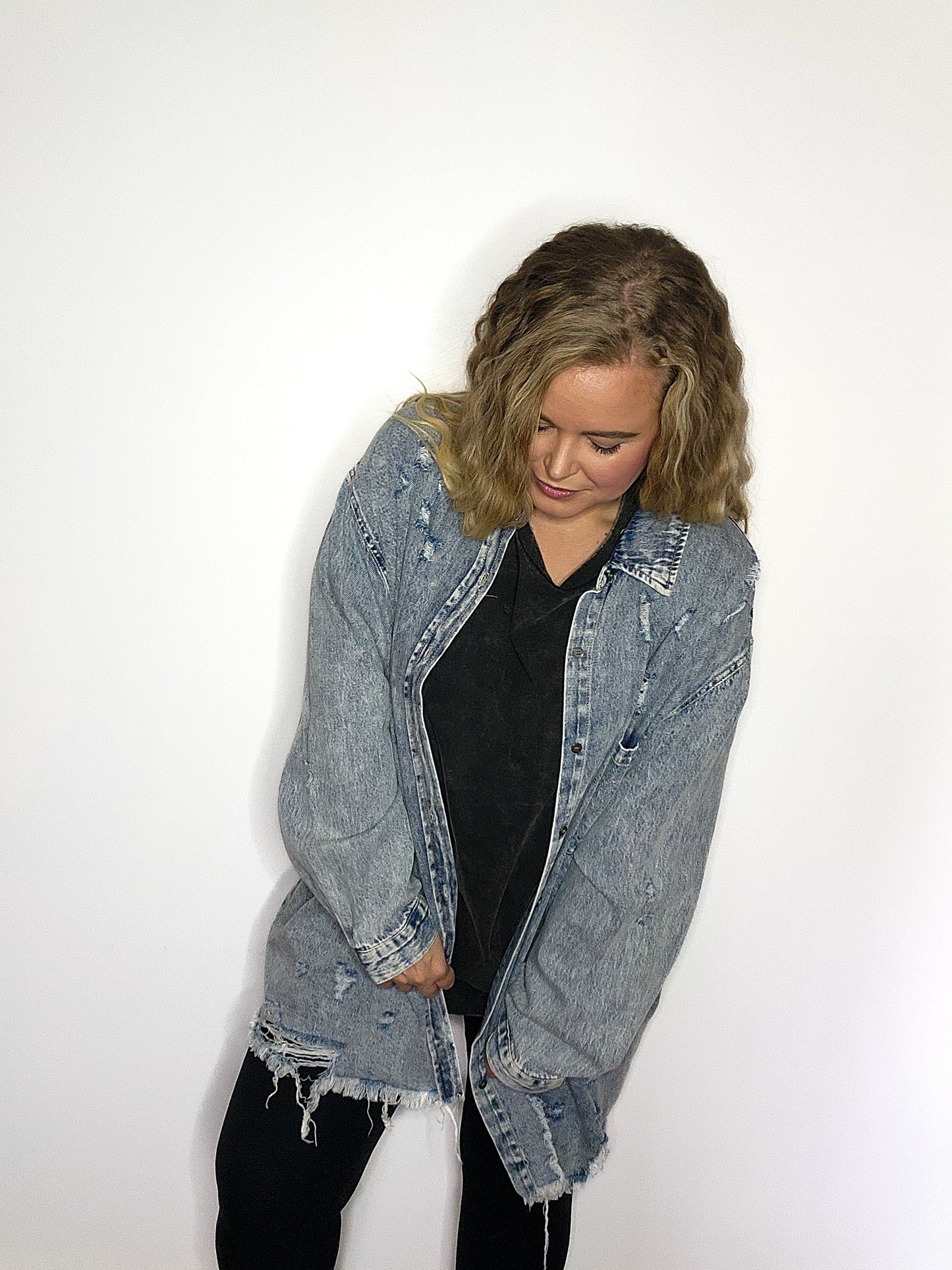Risen Distressed Relaxed Fit Denim Jacket