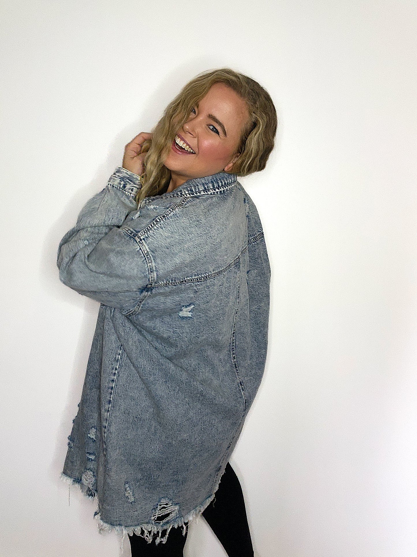 Risen Distressed Relaxed Fit Denim Jacket