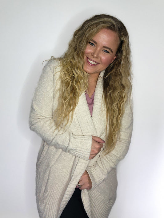 Cream Soft Cloud Cardigan with Pockets
