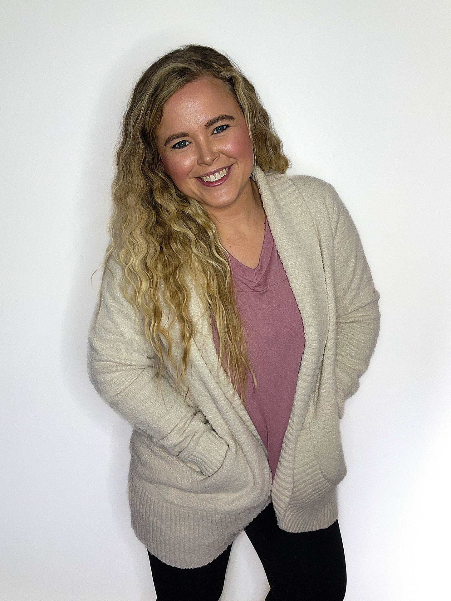 Cream Soft Cloud Cardigan with Pockets