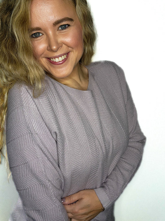 Soft Chevron Pattern Dolman Sleeve Sweater