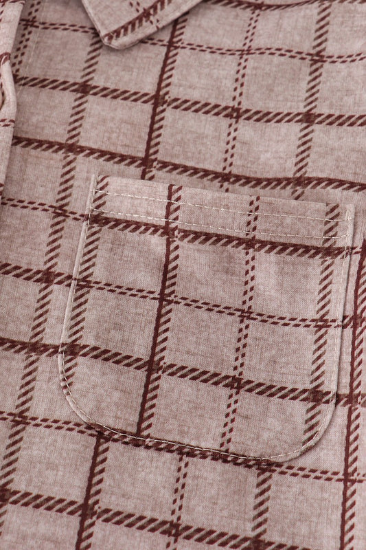 Brown Plaid Button Down Shirt (Sizes 12M-6)