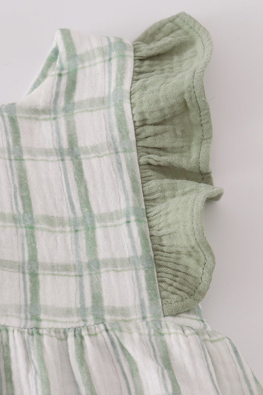 Premium Sage Ruffle Plaid Dress (Sizes 2-6)