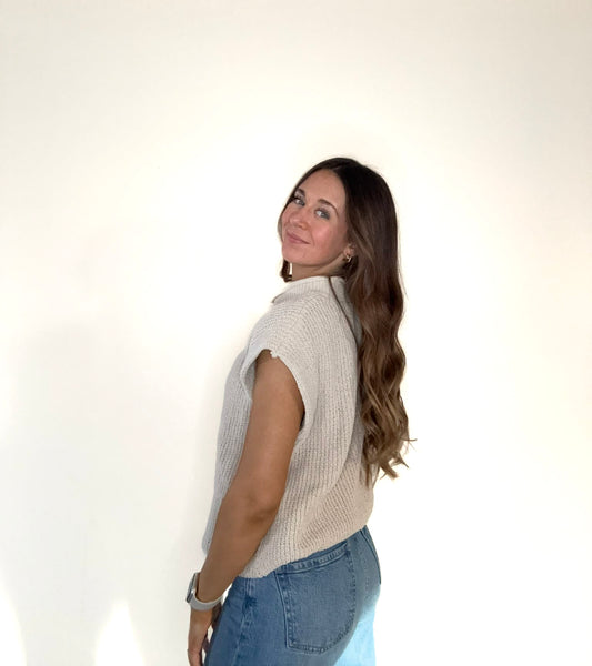 Oversized Soft Knit Sweater Vest Top