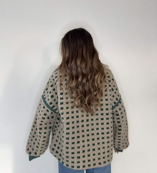 Forest Oversized Checker Fleece Jacket