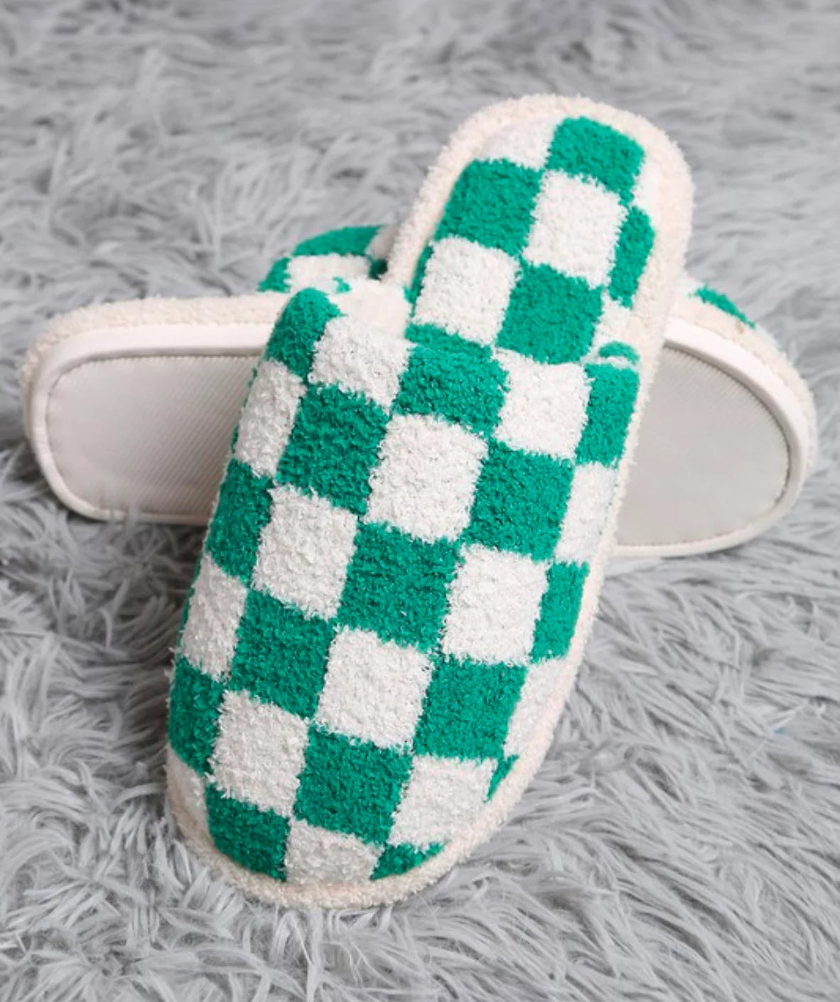 Green Checkered Slippers- Adult
