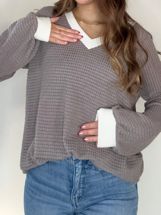 Chunky Waffle Solid Sweater