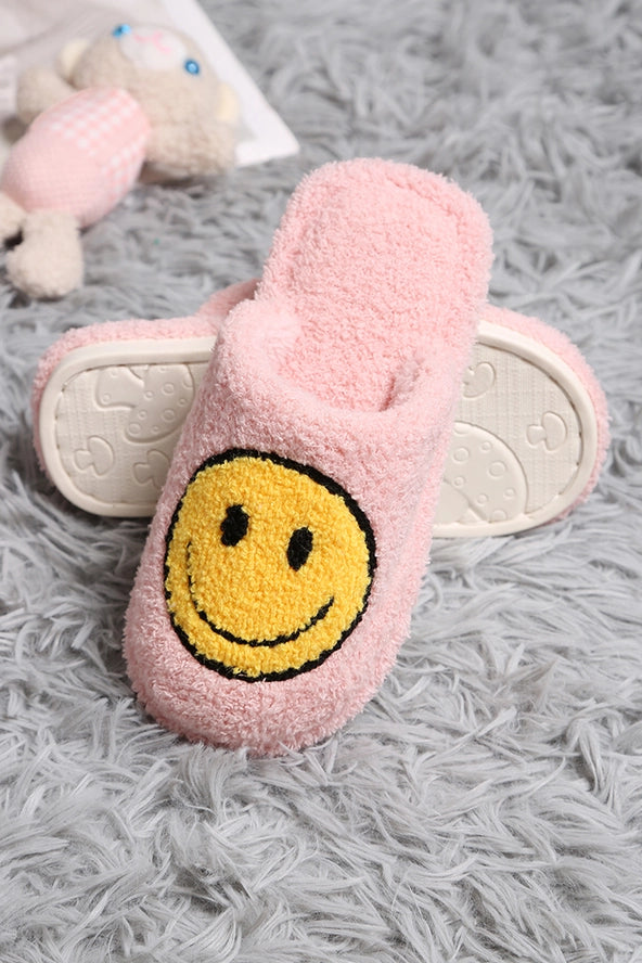 Pink Happy Face Slippers- Kids