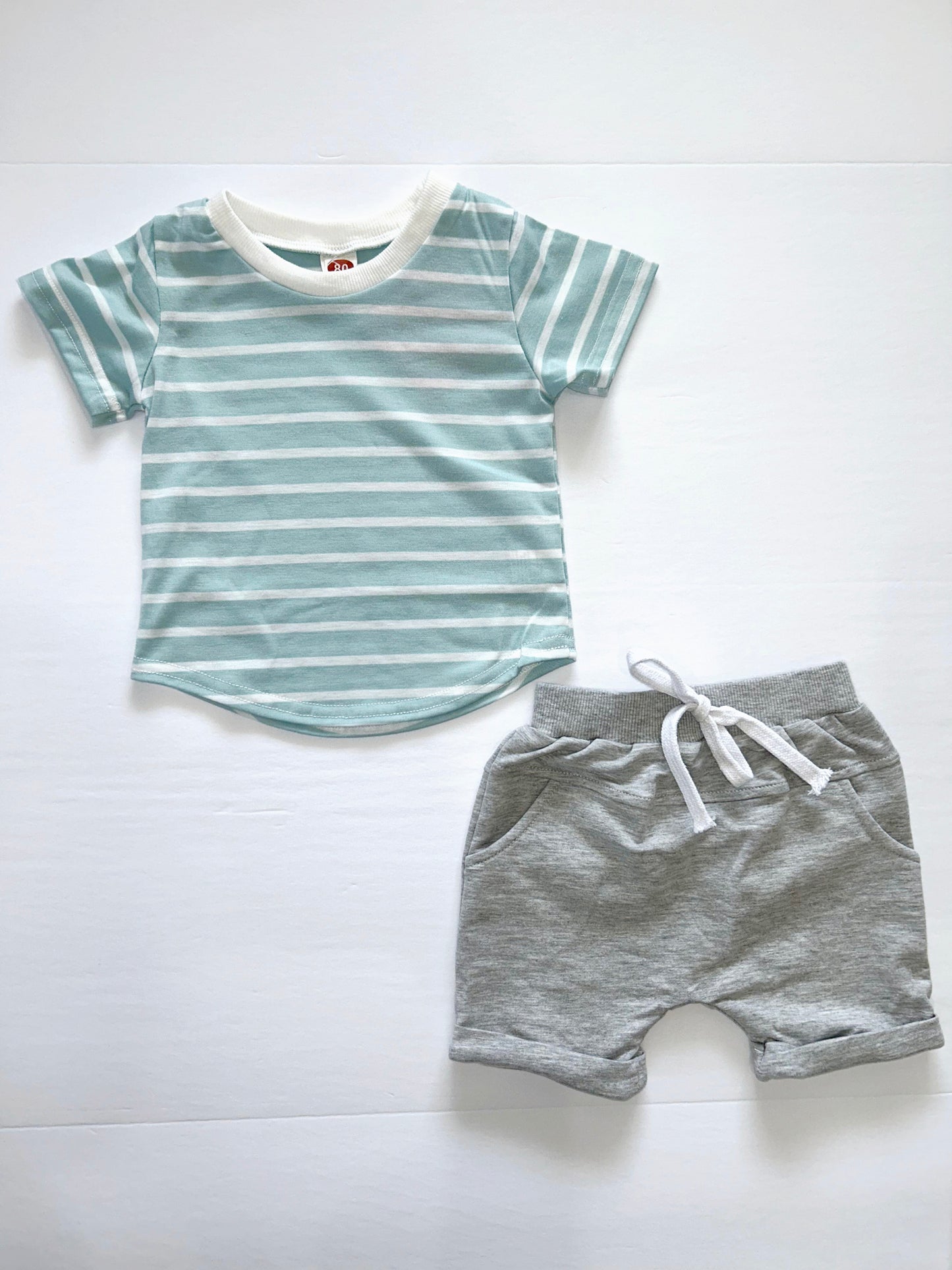 Blue Stripe Top Short Set