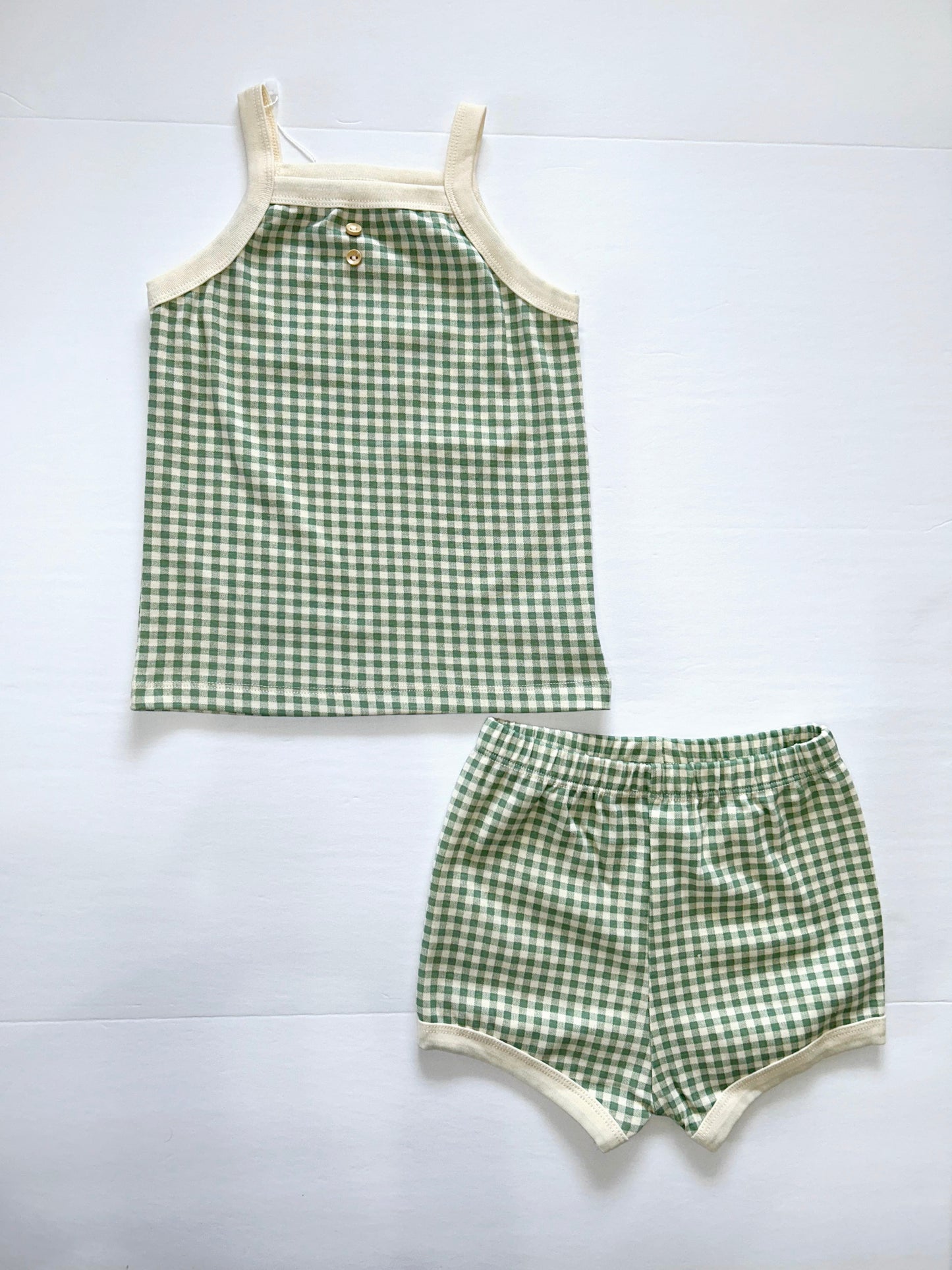 Green Checkered Tank Short Set