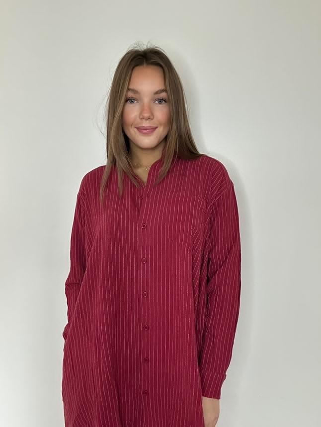 Pin Stripped Linen Shirt Tunic Dress