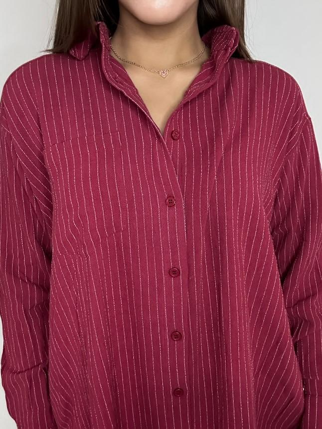 Pin Stripped Linen Shirt Tunic Dress