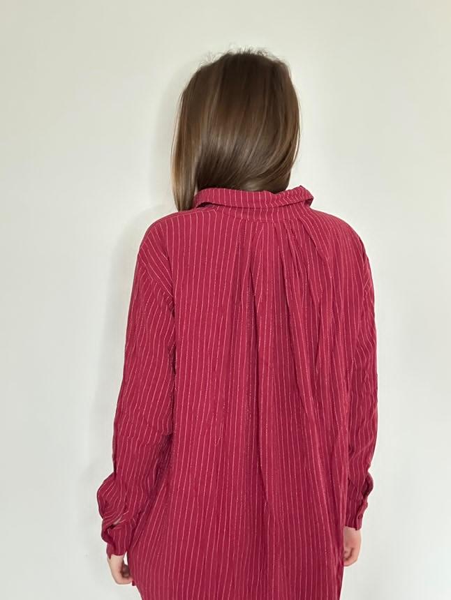 Pin Stripped Linen Shirt Tunic Dress