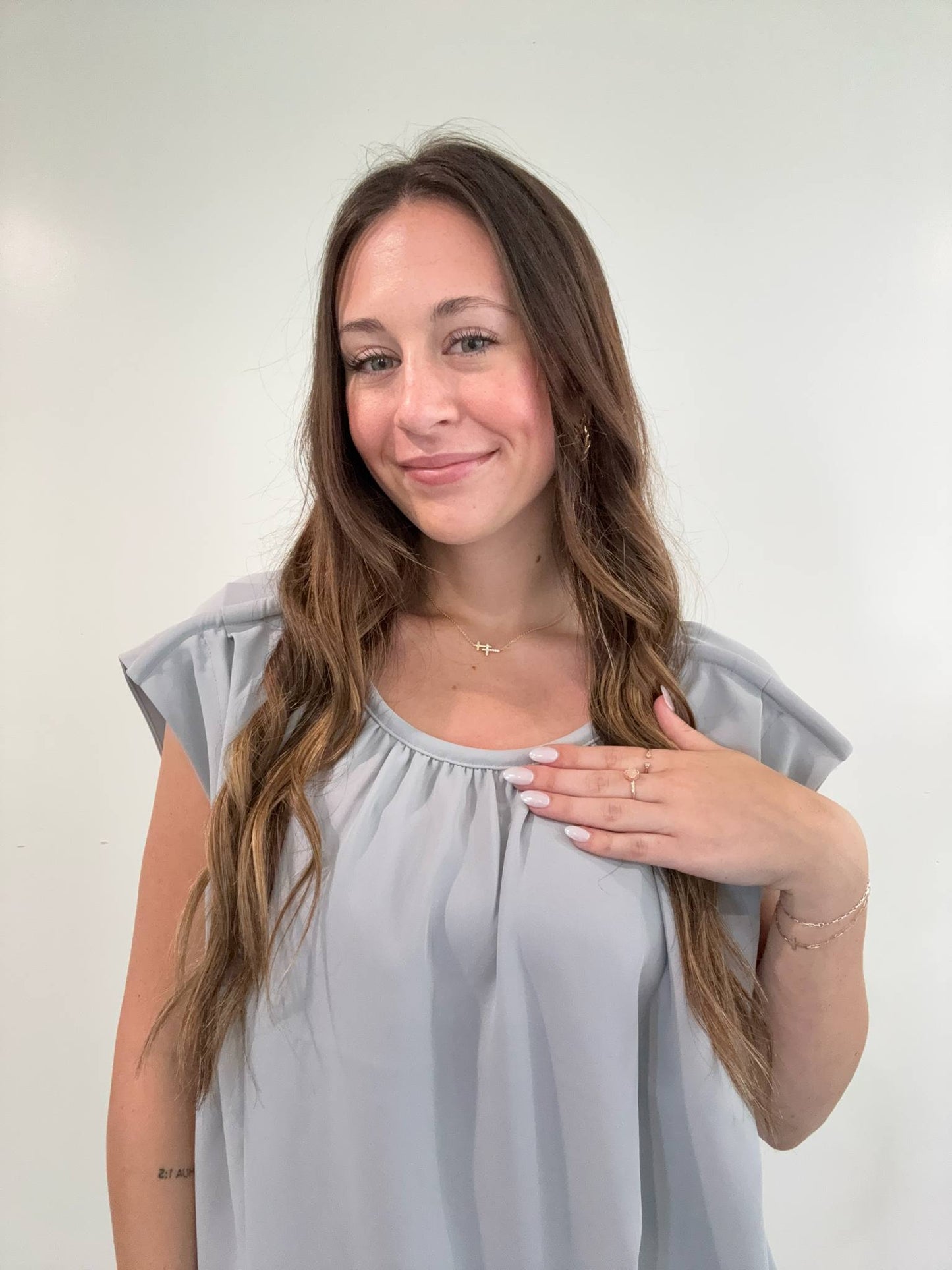 Woven Drawstring Tie Side Sleeveless Top