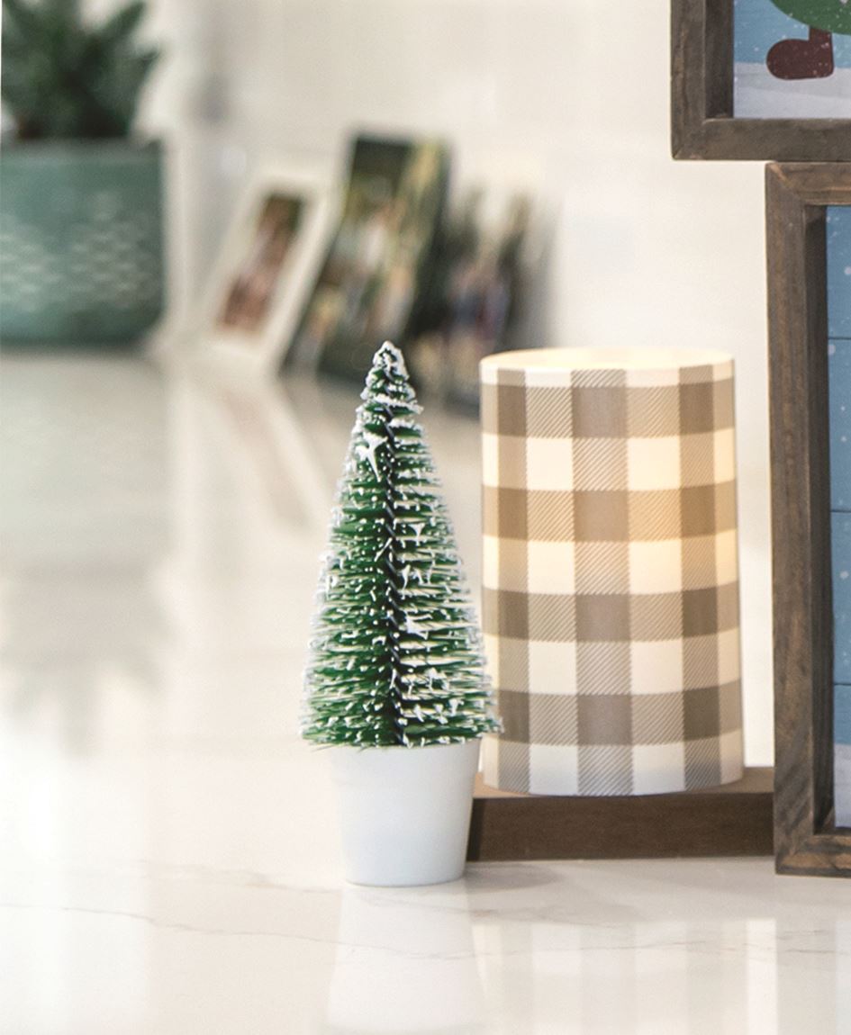 Potted Snowy Bottle Brush Tree, 6"