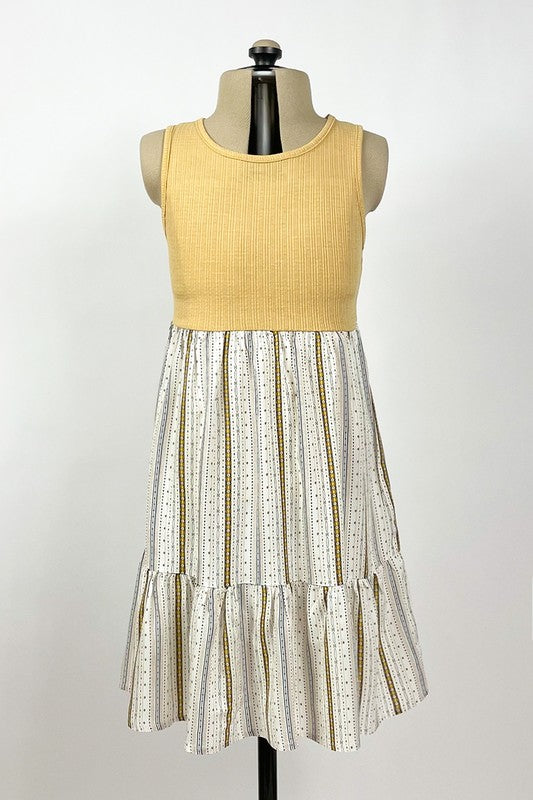 Mustard Striped Frill Dress