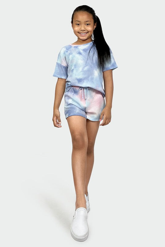 Pink Tie Dye Waffle Lounge Set (7/8-14)