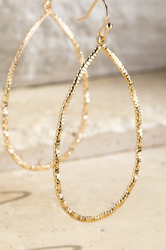 Textured Tear Drop Metal Earrings