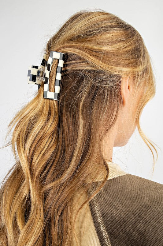 Checker Hair Claw Clips
