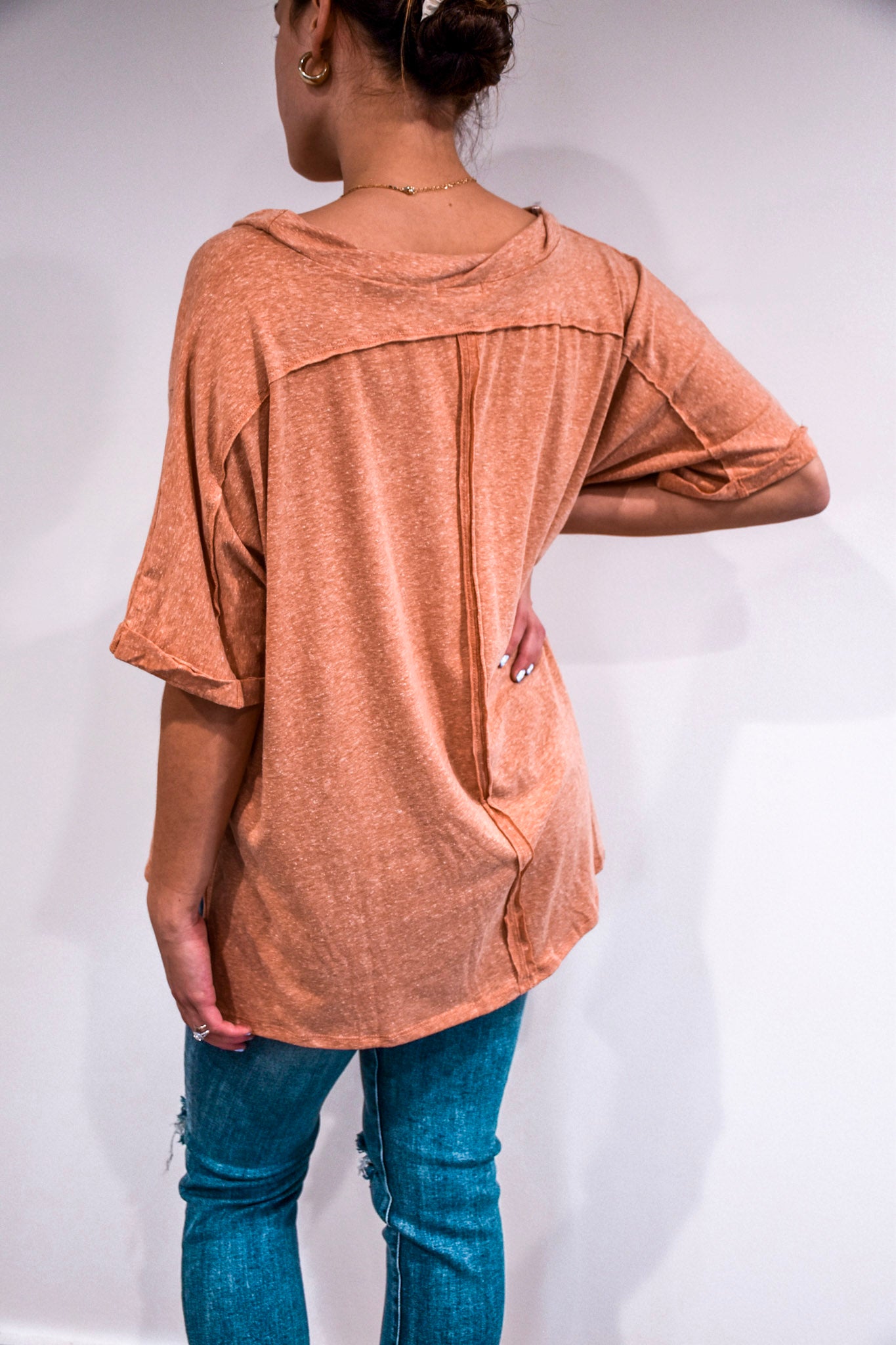 Papaya Solid Oversized Top