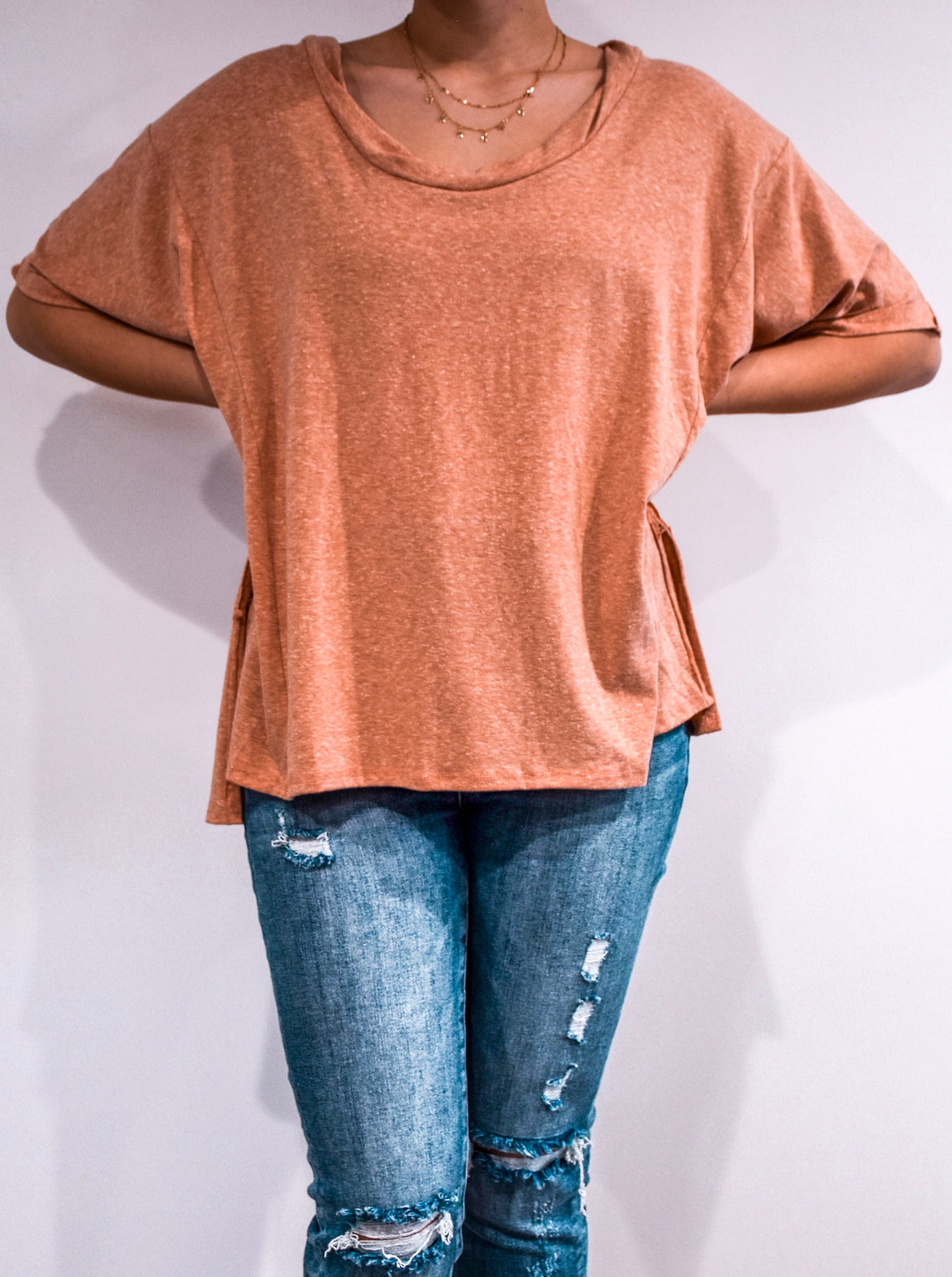 Papaya Solid Oversized Top