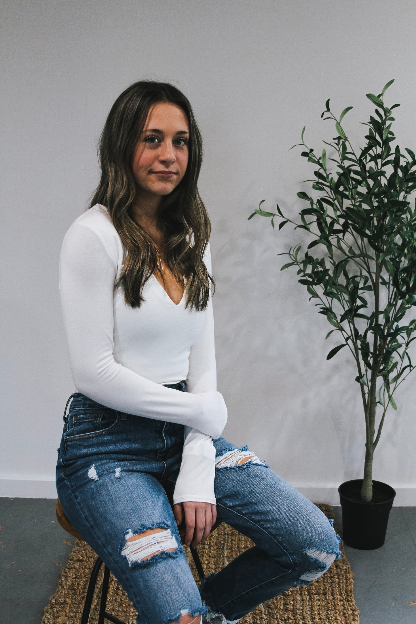 V-Neck Long Sleeve Bodysuit