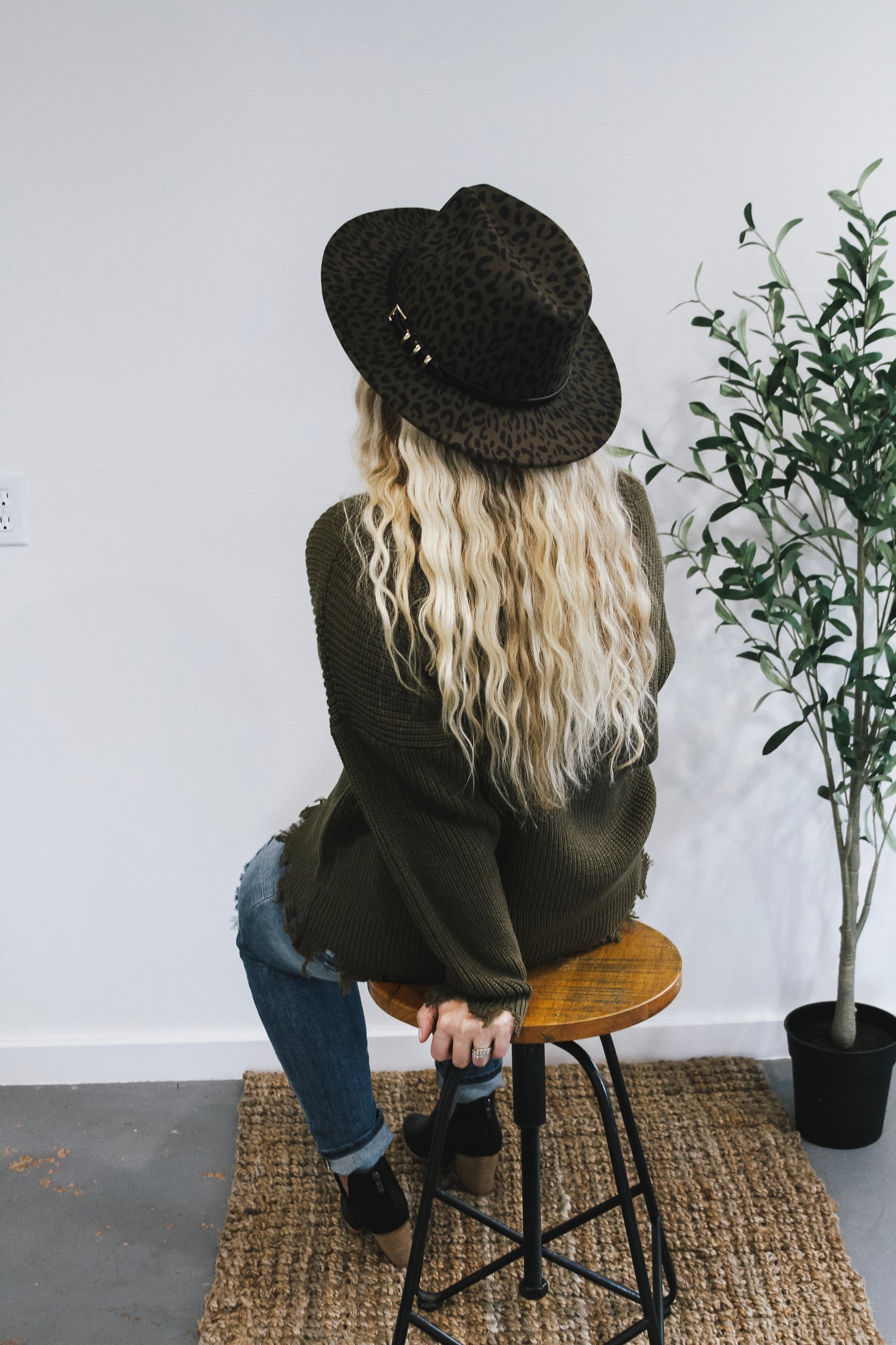 Green Leopard Panama Hat