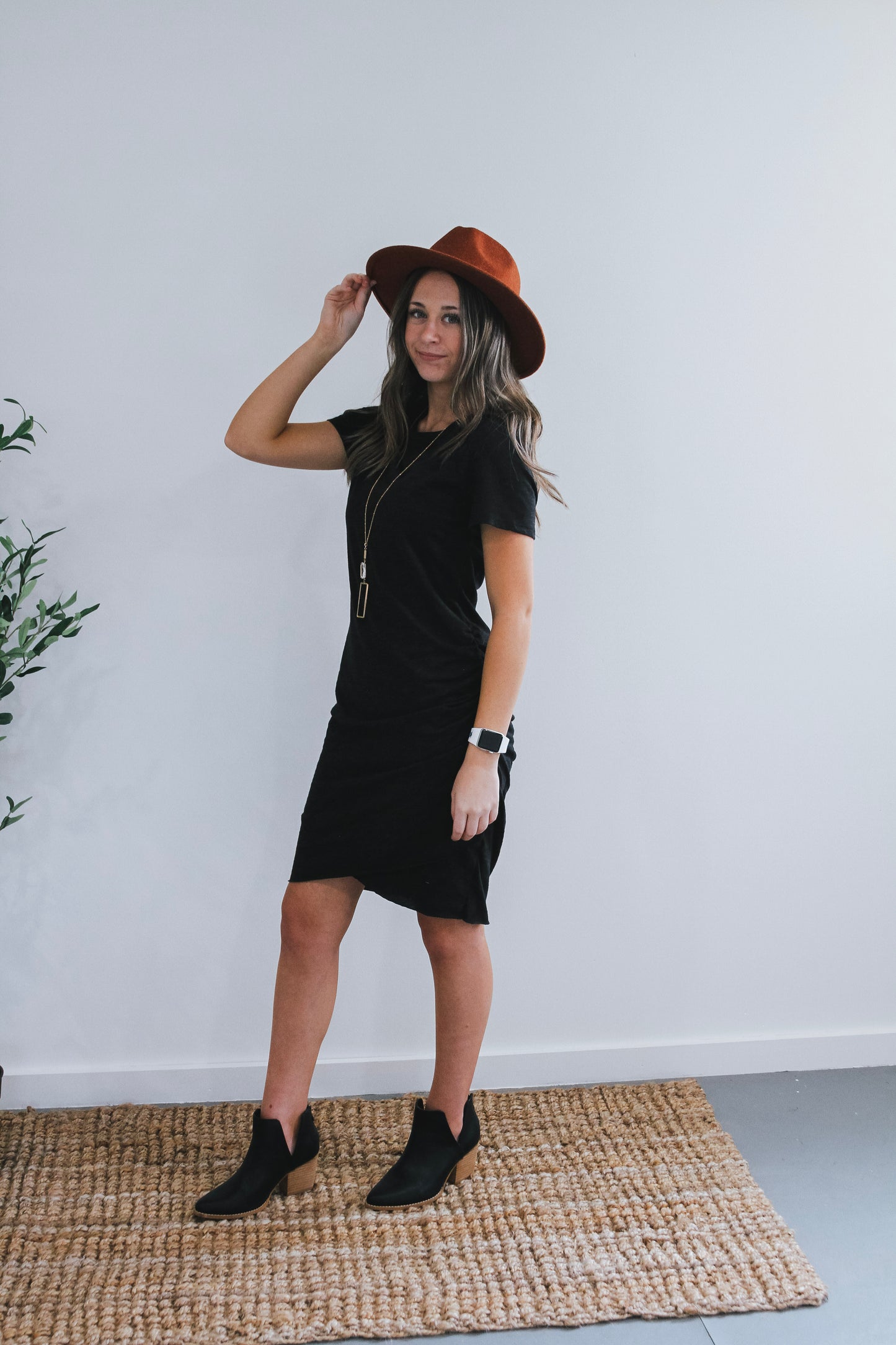 Black Short Sleeve Double Layered Dress