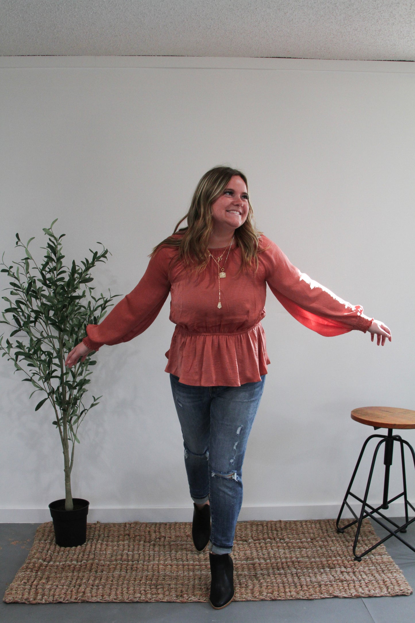 Rust Satin Top
