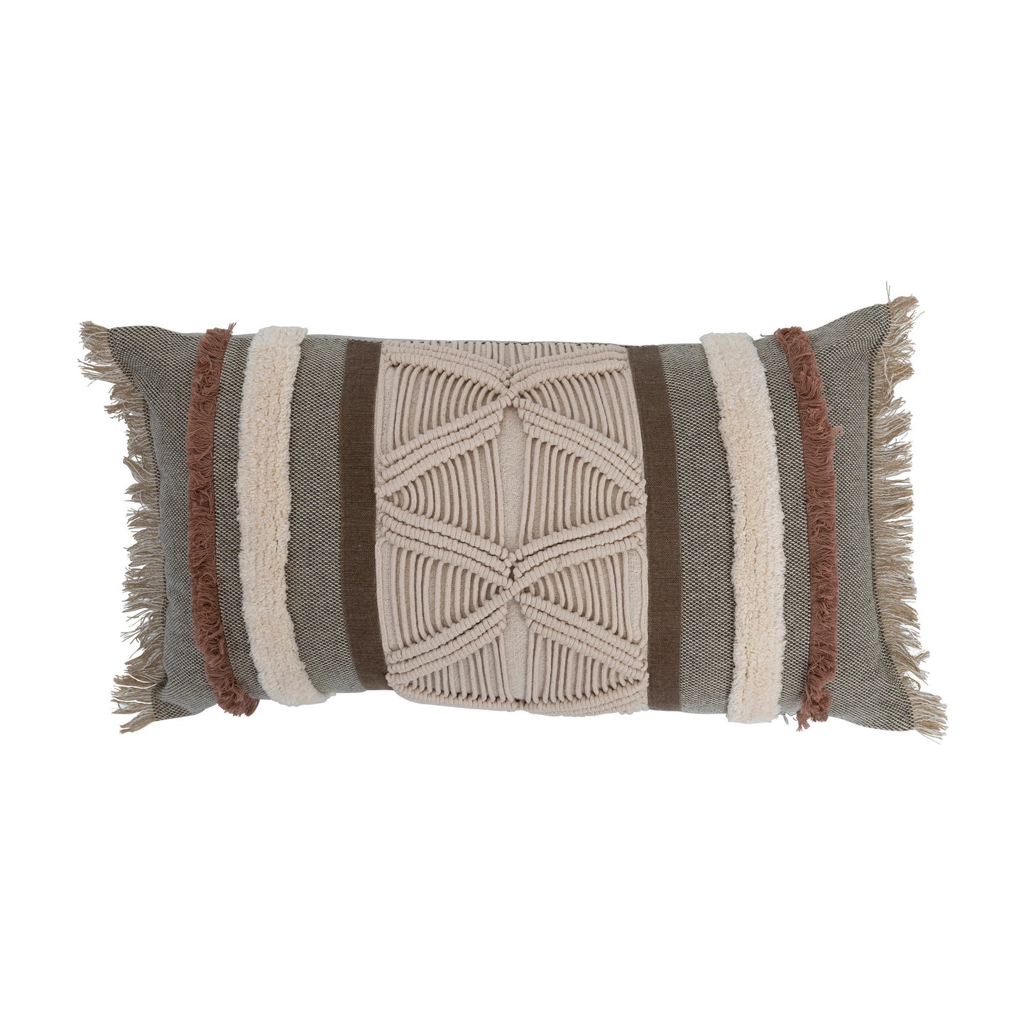 24" x 12" Macrame & Fringe Lumbar