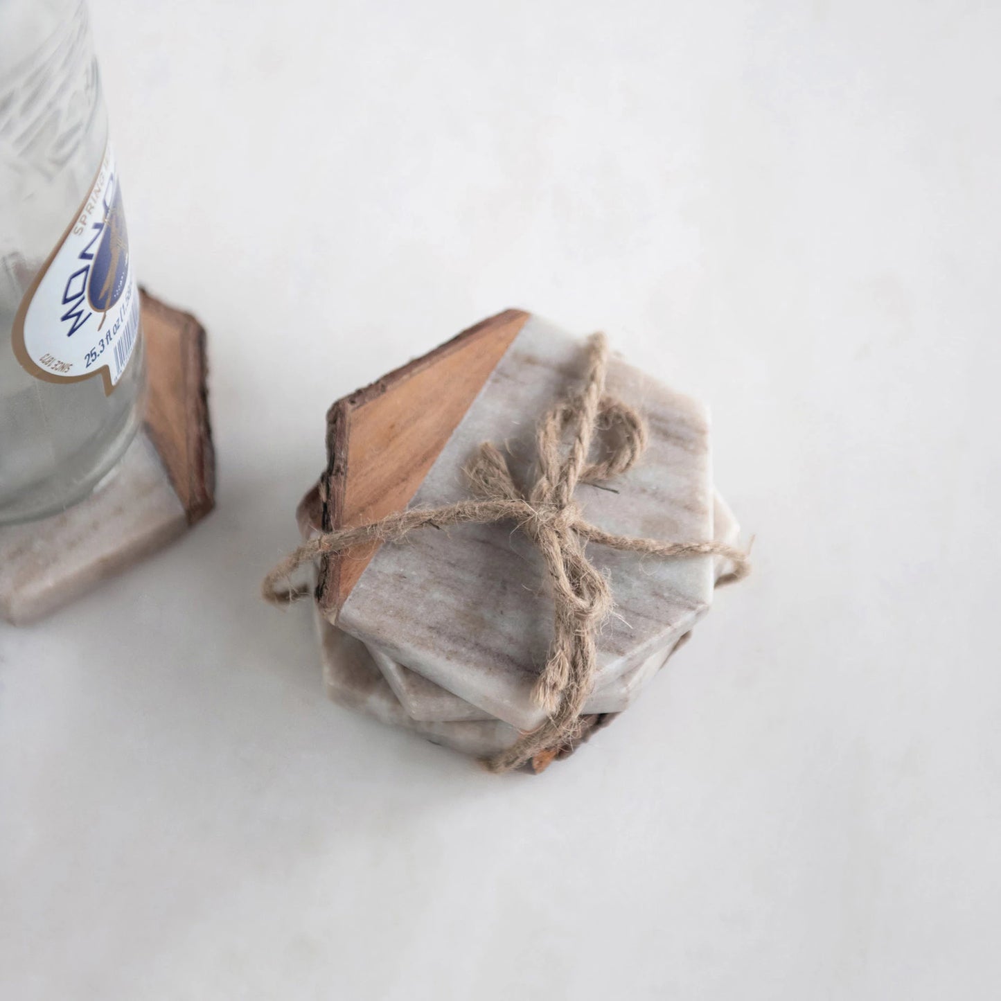 Hexagon Coasters with Live Edge, Set of 4