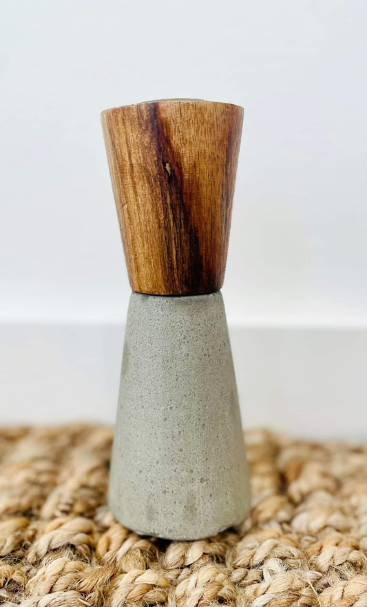MD Cement & Wood Candle Holder