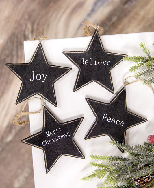 Black Star Christmas Words Ornament