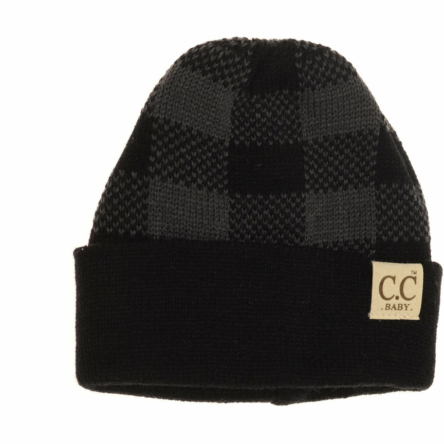 Baby Buffalo Plaid Cuff CC Beanie