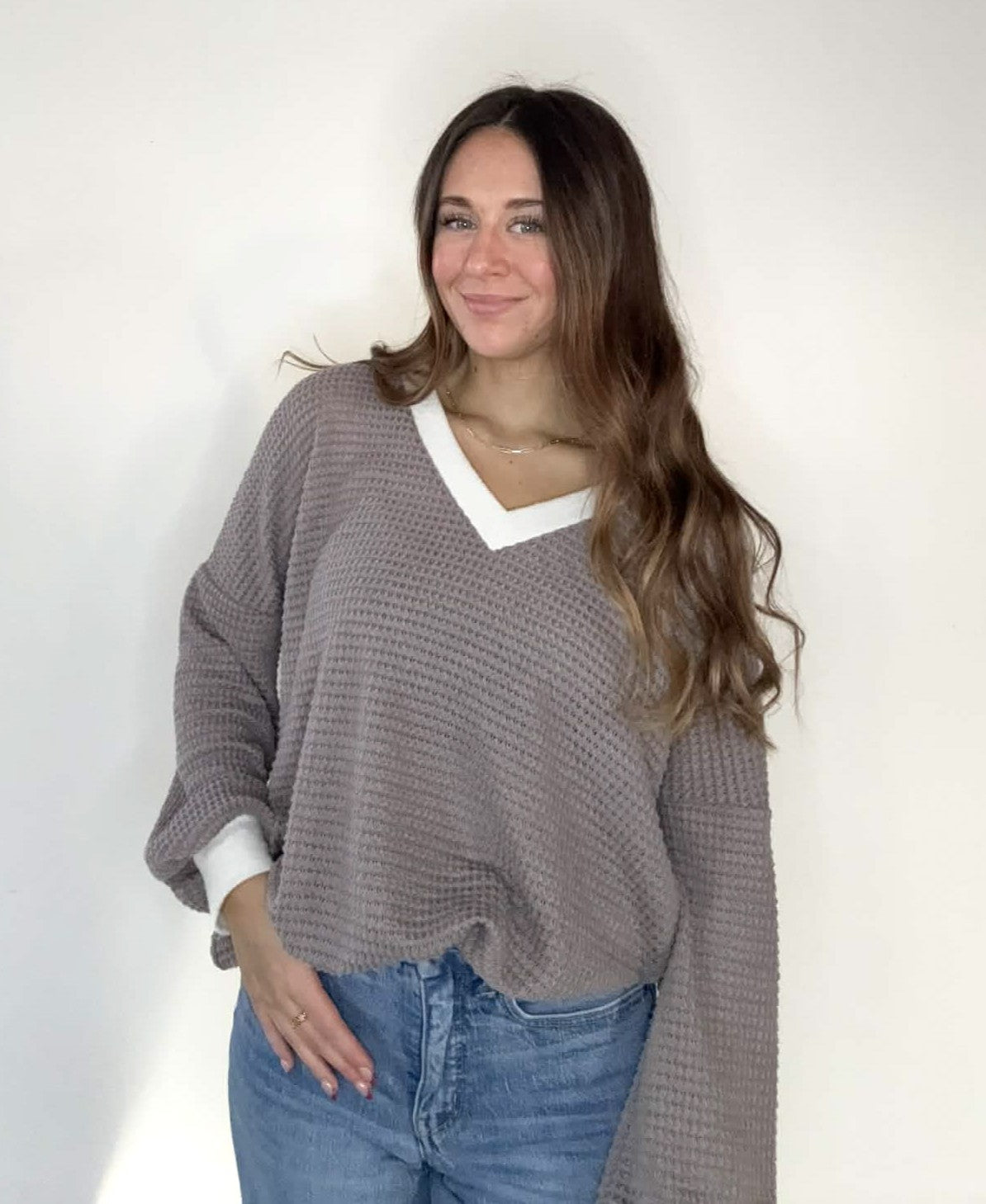 Chunky Waffle Solid Sweater