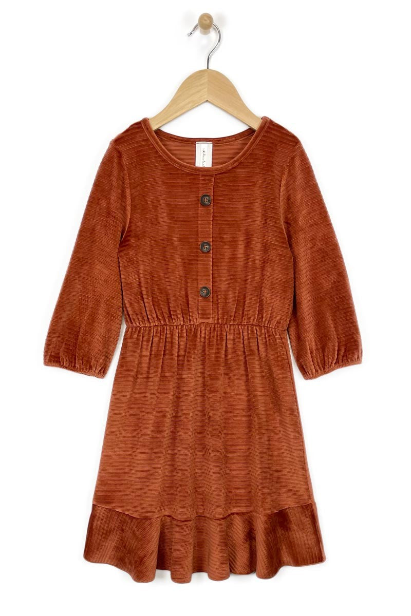 Knit Corduroy Bronze Dress (Sizes 7-12)