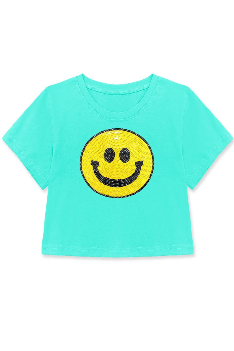 Happy Face Crop Tee (Sizes 7-14)