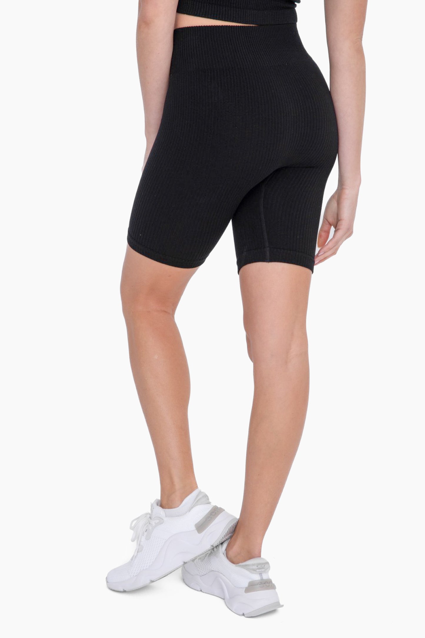 Black Ribbed Biker Shorts